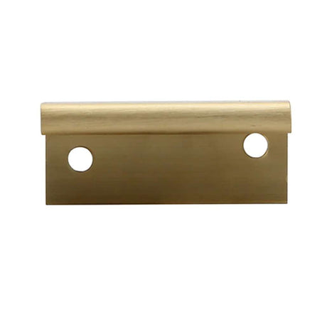 Front View of a Satin Brass 44mm Edge Cabinet Pull from Amerfit Hardware P1001-44SB