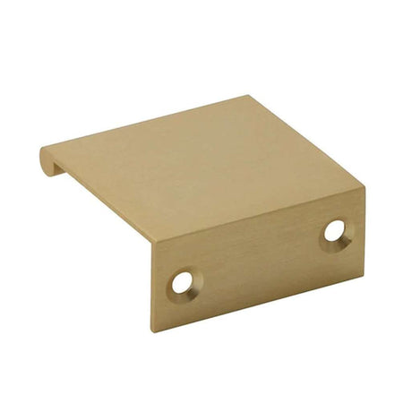 Back View of a Satin Brass 44mm Edge Cabinet Pull from Amerfit Hardware P1001-44SB
