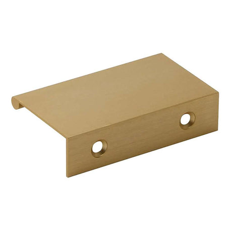 Back View of a Satin Brass 75mm Edge Cabinet Pull from Amerfit Hardware P1001-75SB