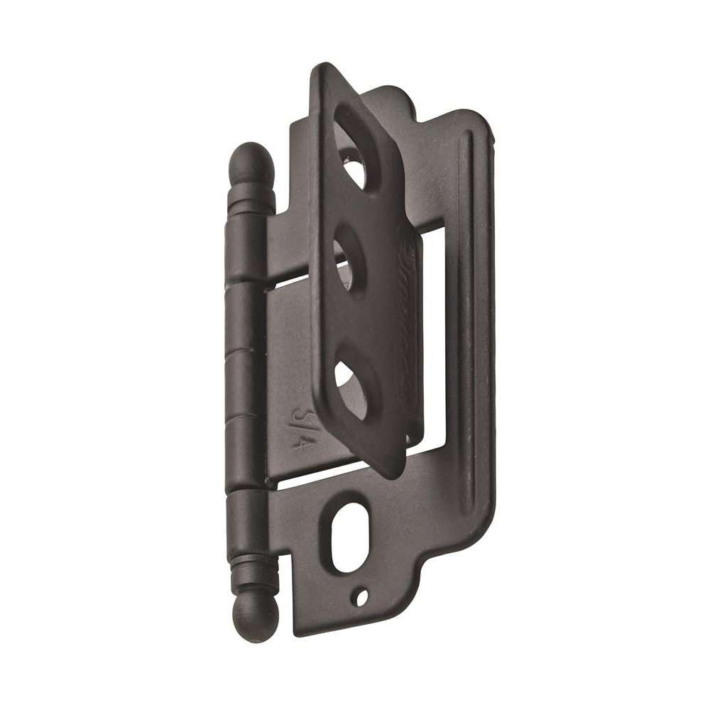 AMEROCK 3/4" Door Thick Full Inset Partial Wrap Cabinet Hinge in Flat Black PK3180TBFB Angle
