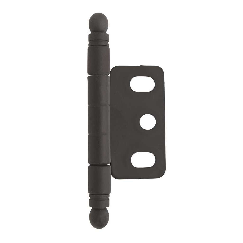 AMEROCK 3/4" Door Thick Full Inset Partial Wrap Cabinet Hinge in Flat Black PK3180TBFB Front View