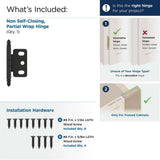 AMEROCK 3/4" Door Thick Full Inset Partial Wrap Cabinet Hinge in Flat Black PK3180TBFB What's Included