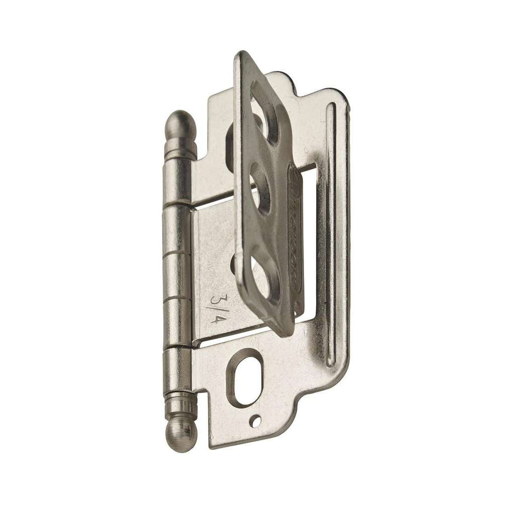 AMEROCK 3/4" Door Thick Full Inset Partial Wrap Cabinet Hinge in Satin Nickel PK3180TBG10 Angle