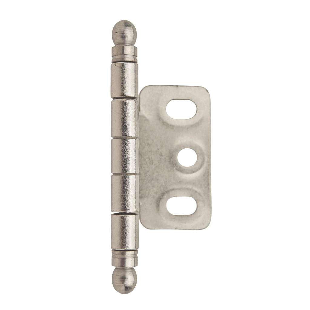 AMEROCK 3/4" Door Thick Full Inset Partial Wrap Cabinet Hinge in Satin Nickel PK3180TBG10 Front View