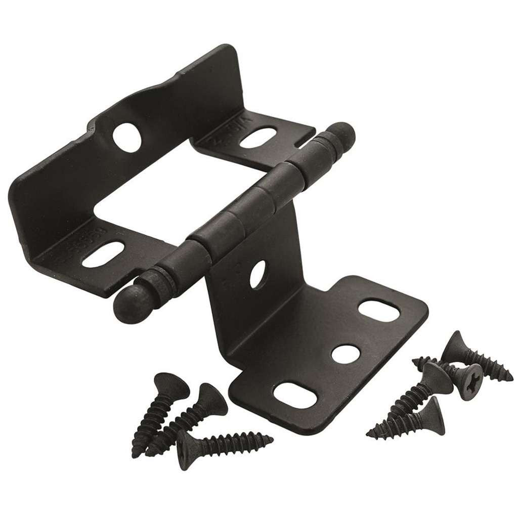 AMEROCK 3/4" Door Thick Full Inset Full Wrap Cabinet Hinge with Ball Ends in Flat Black PK3175TBFB Open Angle