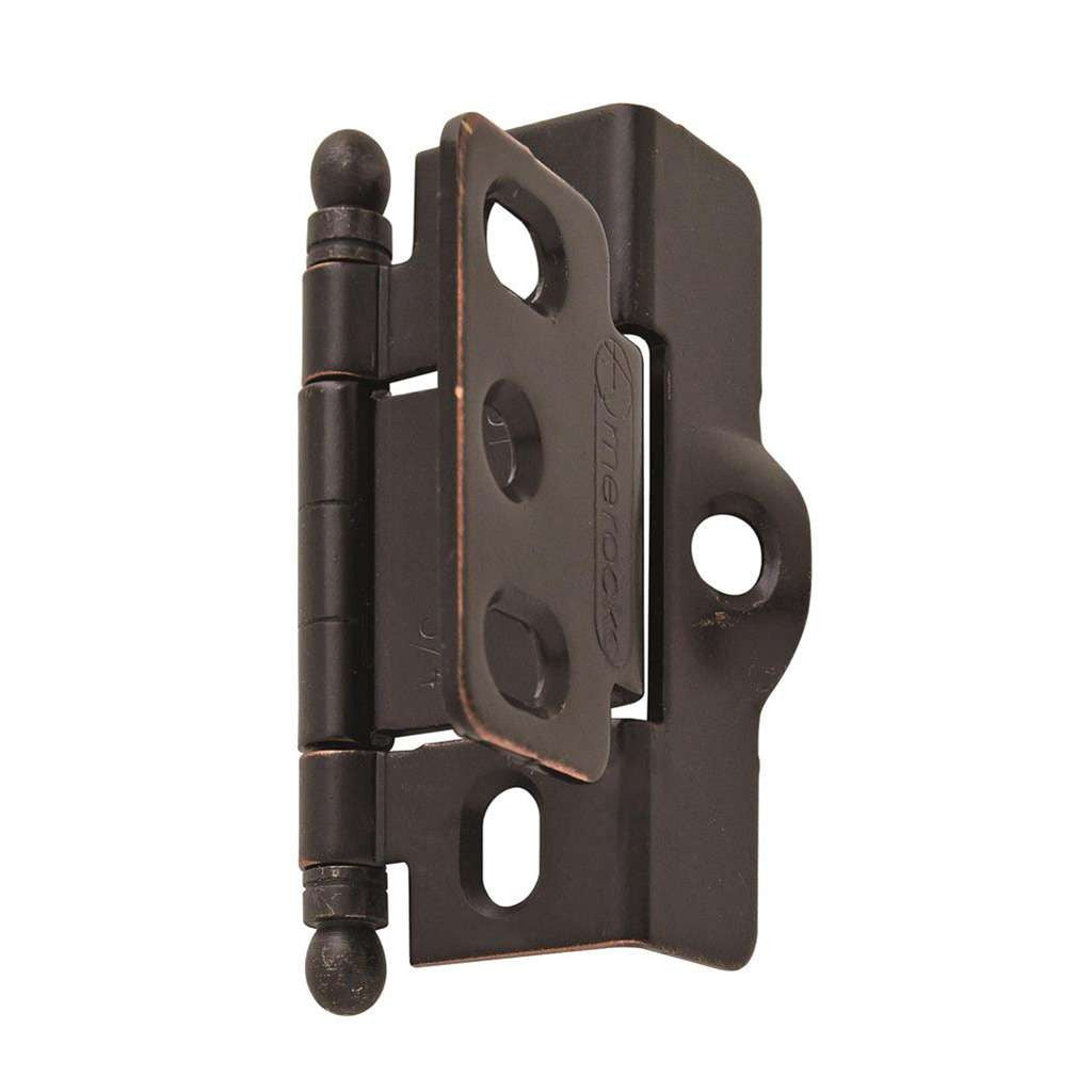 AMEROCK 3/4" Door Thick Full Inset Full Wrap Cabinet Hinge with Ball Ends in Oil Rubbed Bronze PK3175TBORB Closed Angle