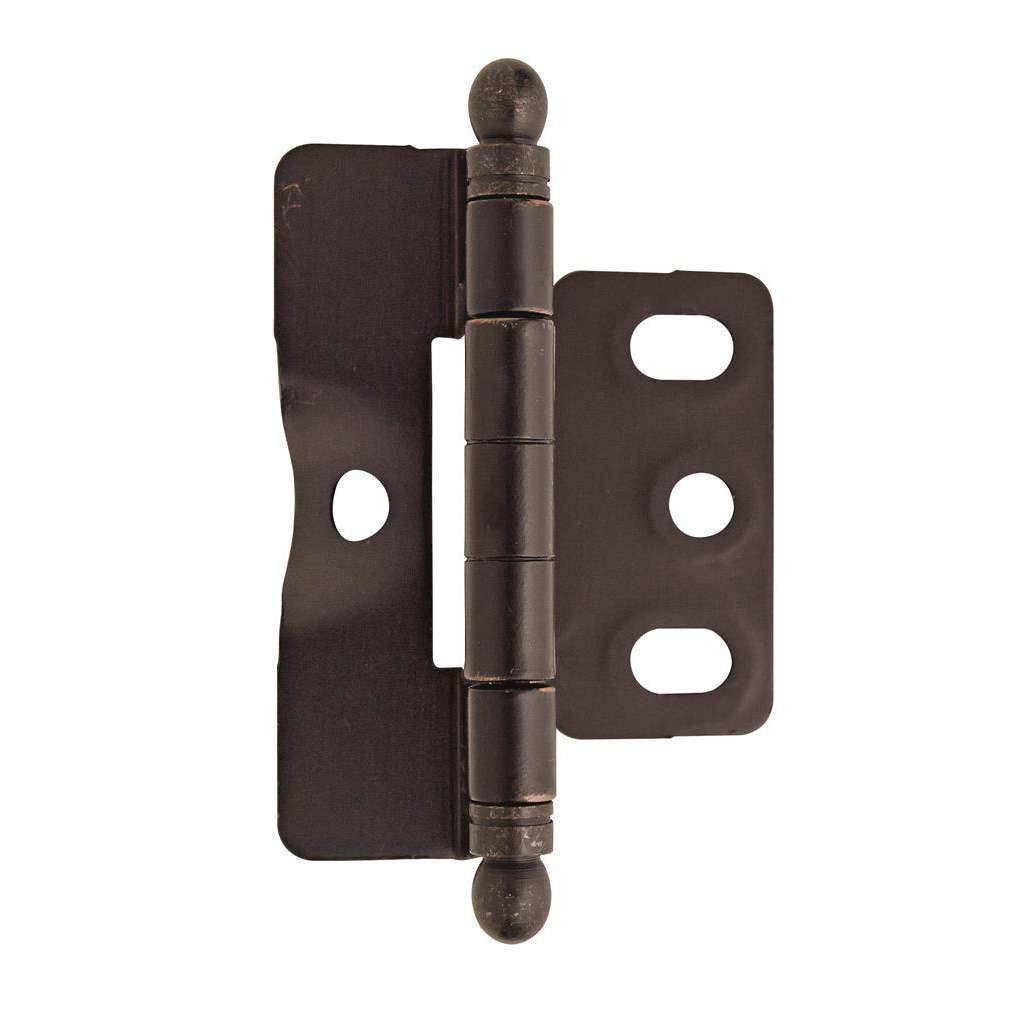 AMEROCK 3/4" Door Thick Full Inset Full Wrap Cabinet Hinge with Ball Ends in Oil Rubbed Bronze PK3175TBORB Front View