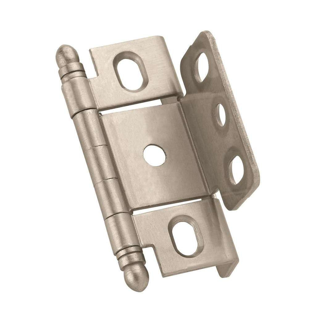 AMEROCK 3/4" Door Thick Full Inset Full Wrap Cabinet Hinge with Ball Ends in Satin Nickel PK3175TBG10 Closed Angle