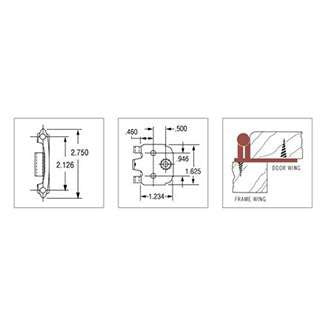 Technical Drawing of a Variable Overlay Cabinet Hinge from Amerock 7139