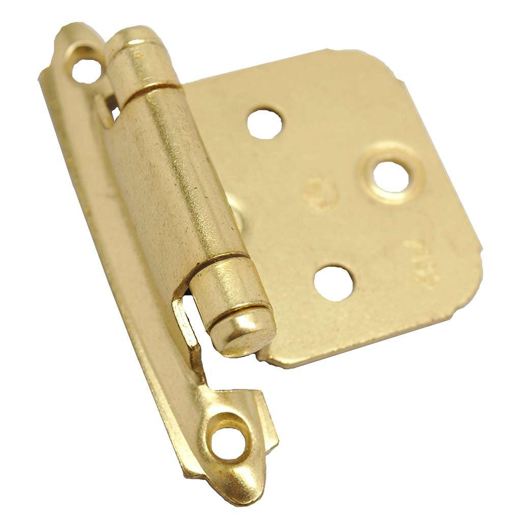 Main View of a Polished Brass Variable Flush Overlay Face Mount Cabinet Hinge from Amerock 7139-3