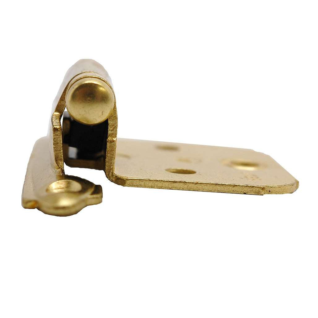 Side View of a Polished Brass Variable Flush Overlay Face Mount Cabinet Hinge from Amerock 7139-3