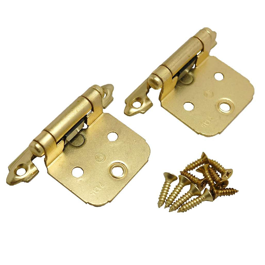Pai of a Polished Brass Variable Flush Overlay Face Mount Cabinet Hinge from Amerock 7139-3