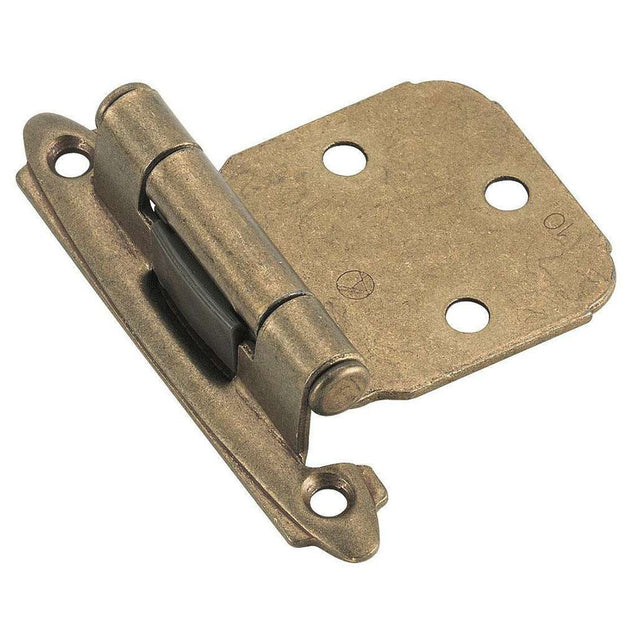 Main View of a Burnished Brass Extended Tab Variable Overlay Cabinet Hinge from Amerock 7629-BB