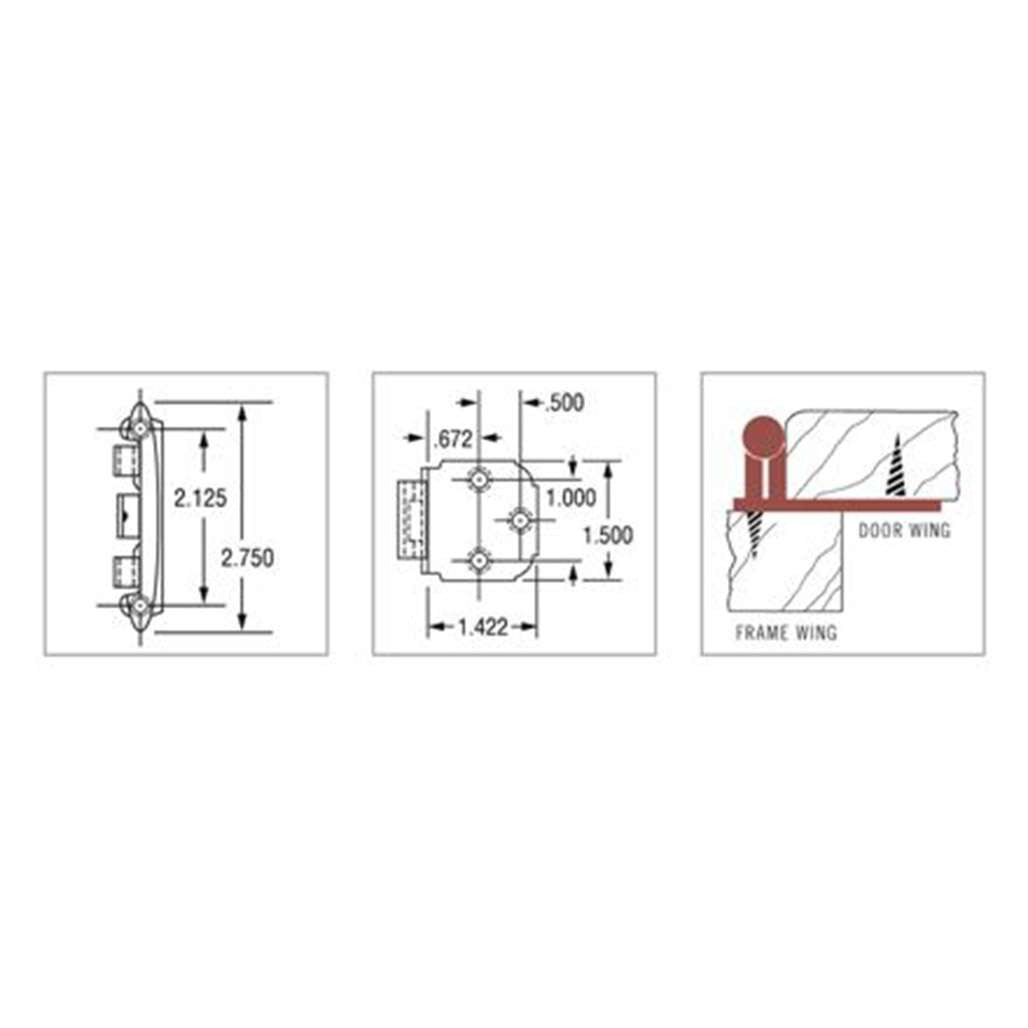 Specifications of a Burnished Brass Extended Tab Variable Overlay Cabinet Hinge from Amerock 7629-BB