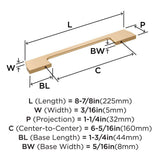 AMEROCK Angle Cabinet Handle Pull in Champagne Bronze 160mm BP37304CZ Specs