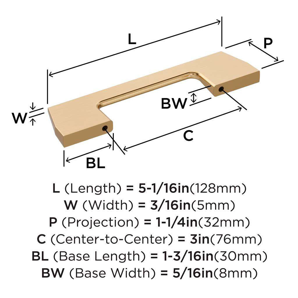 AMEROCK Angle Cabinet Handle Pull in Champagne Bronze 3" BP37299CZ Specs