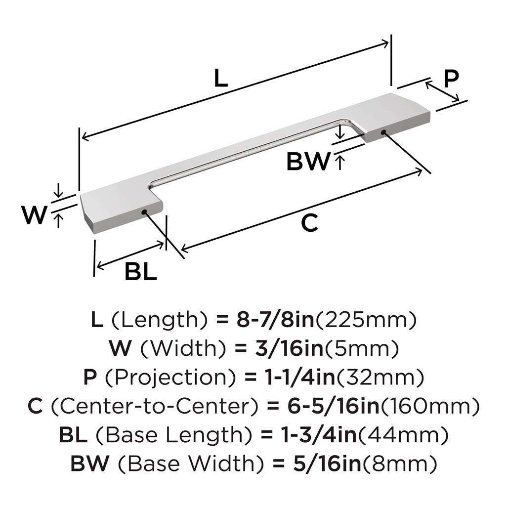 AMEROCK Angle Cabinet Handle Pull in Polished Chrome 160mm BP3730426 Specs