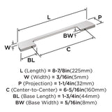 AMEROCK Angle Cabinet Handle Pull in Polished Chrome 160mm BP3730426 Specs