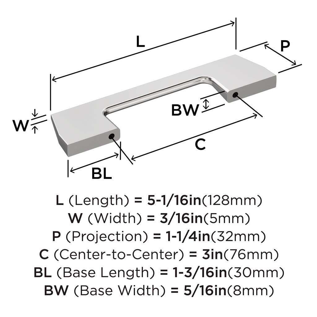 AMEROCK Angle Cabinet Handle Pull in Polished Chrome 3" BP3729926 Specs