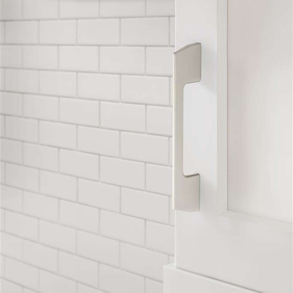 AMEROCK Angle Cabinet Handle Pull in Satin Nickel 96mm BP37300G10 Mounted