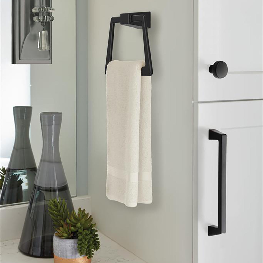 Amerock Blackrock Handle Pull in Black Bronze 160mm BP55278BBR in White Bathroom