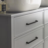 Amerock Blackrock Handle Pull in Black Bronze 203mm BP55282BBR on Gray Drawer