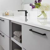 Amerock Blackrock Handle Pull in Black Bronze 256mm BP55283BBR in Gray Bathroom