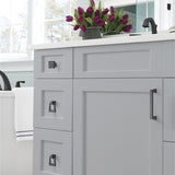 Amerock Blackrock Handle Pull in Black Bronze 96mm BP55276BBR in Gray Bathroom