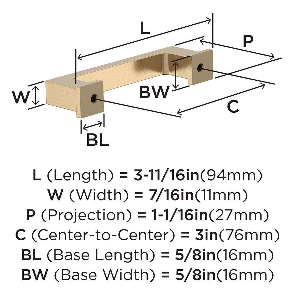 AMEROCK Bridgeport Cabinet Handle Pull in Champagne Bronze 3" BP37030CZ Specs