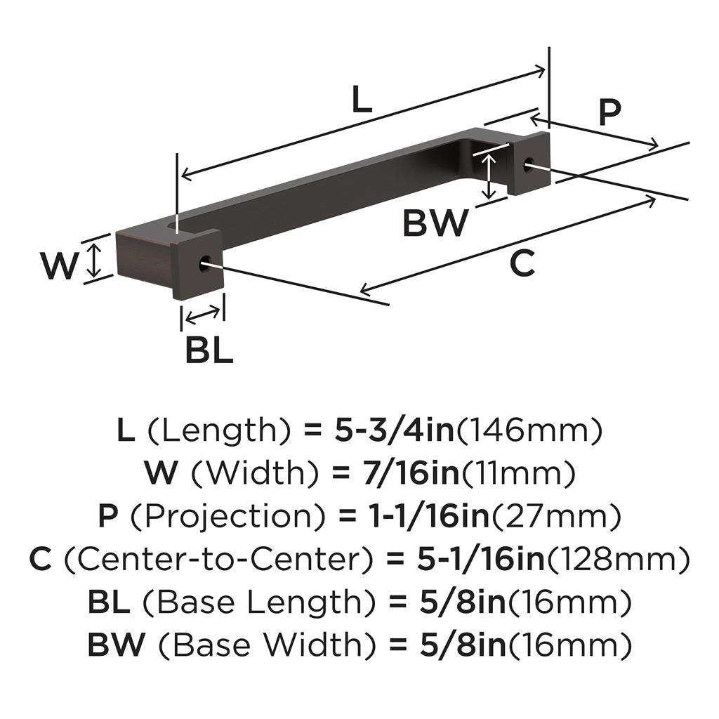 AMEROCK Bridgeport Cabinet Handle Pull in Oil Rubbed Bronze 128mm BP37032ORB Specs
