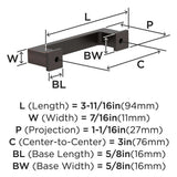 AMEROCK Bridgeport Cabinet Handle Pull in Oil Rubbed Bronze 3" BP37030ORB Specs