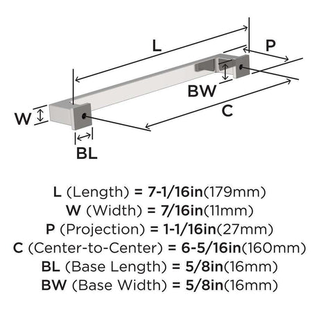 AMEROCK Bridgeport Cabinet Handle Pull in Polished Chrome 160mm BP3703326 Specs