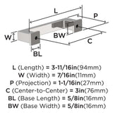AMEROCK Bridgeport Cabinet Handle Pull in Polished Chrome 3" BP3703026 Specs