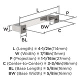 AMEROCK Bridgeport Cabinet Handle Pull in Polished Chrome 96mm BP3703126 Specs