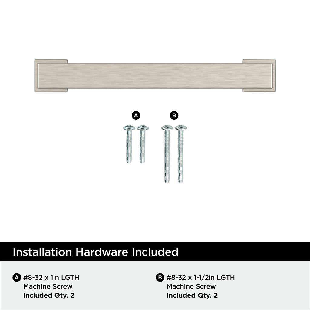 AMEROCK Bridgeport Cabinet Handle Pull in Satin Nickel 96mm BP37031G10 Installation Hardware