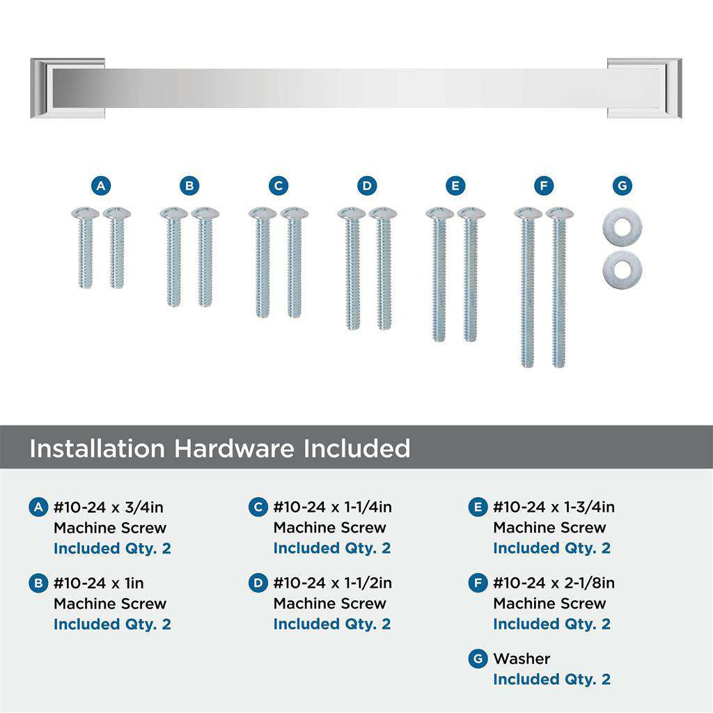 AMEROCK Candler Appliance Pulls in Polished Chrome 12" BP2936626 Installation Hardware