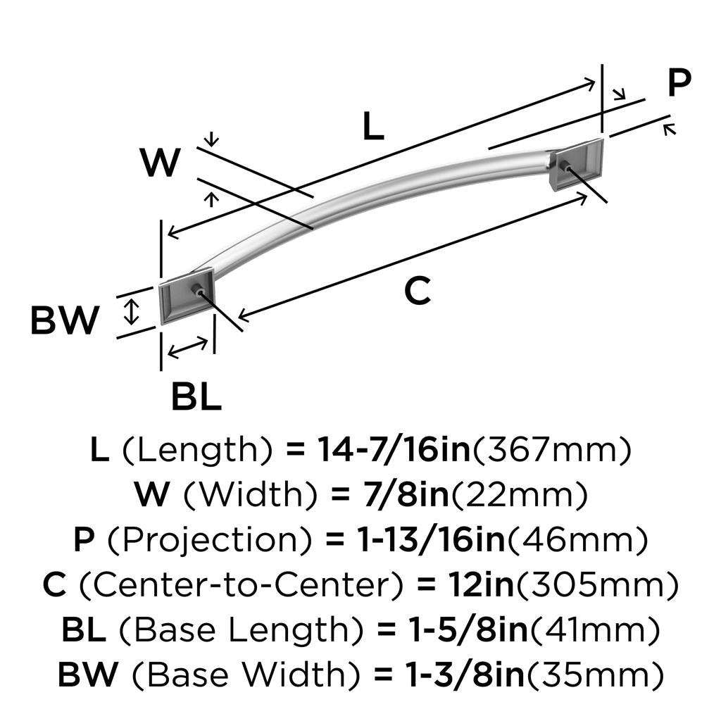 AMEROCK Candler Appliance Pulls in Polished Chrome 12" BP2936626 Specs