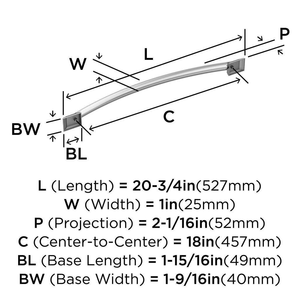 AMEROCK Candler Appliance Pulls in Polished Chrome 18" BP2936726 Specs
