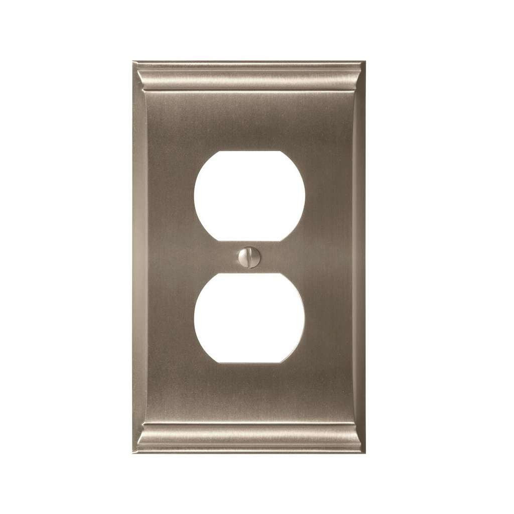 AMEROCK Candler Duplex Outlet Wall Plate in Satin Nickel BP36508G10