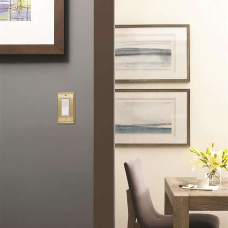 AMEROCK Candler GFI Rocker Wall Plate in Golden Champagne 1 Rocker BP36504BBZ Mounted