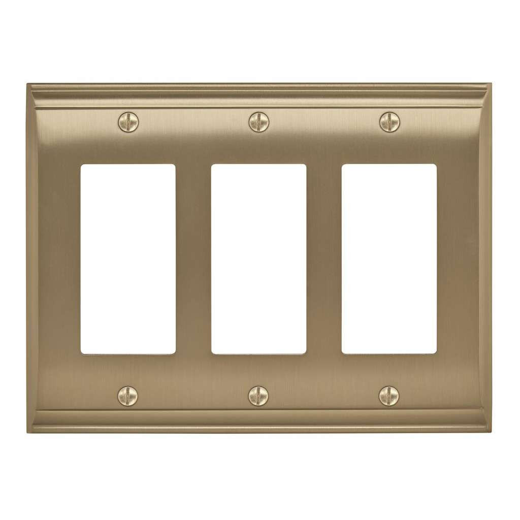 AMEROCK Candler GFI Rocker Wall Plate in Golden Champagne 3 Rocker BP36506BBZ