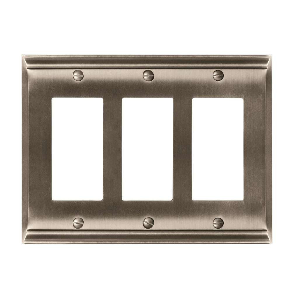 AMEROCK Candler GFI Rocker Wall Plate in Satin Nickel 3 Rocker BP6506G10
