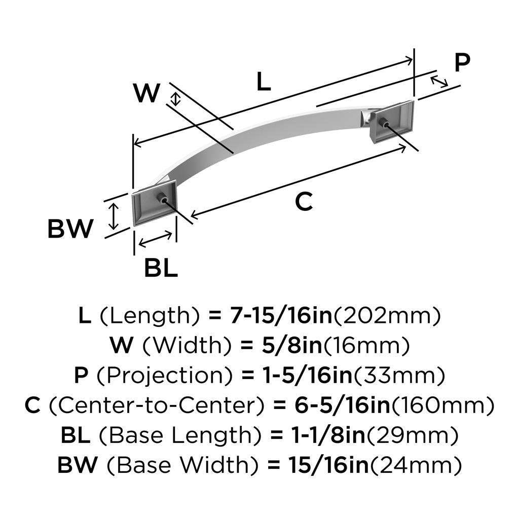 Amerock Candler Handle Cabinet Pull in Polished Chrome 160mm BP2936426