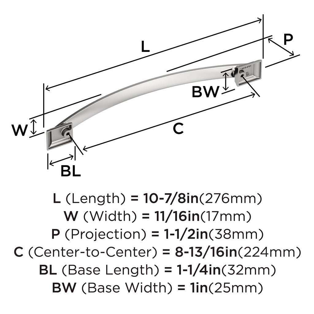 Amerock Candler Handle Cabinet Pull in Polished Chrome 224mm BP2935126