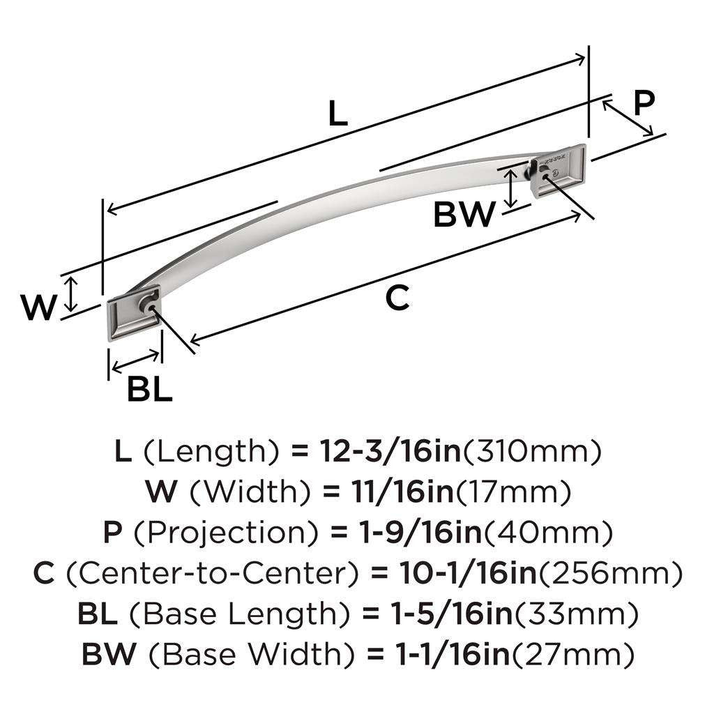 Amerock Candler Handle Cabinet Pull in Polished Chrome 256mm BP2935226 Specs