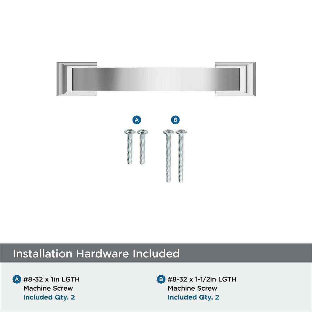 Amerock Candler Handle Cabinet Pull in Polished Chrome 3" BP2934926 Installation Hardware