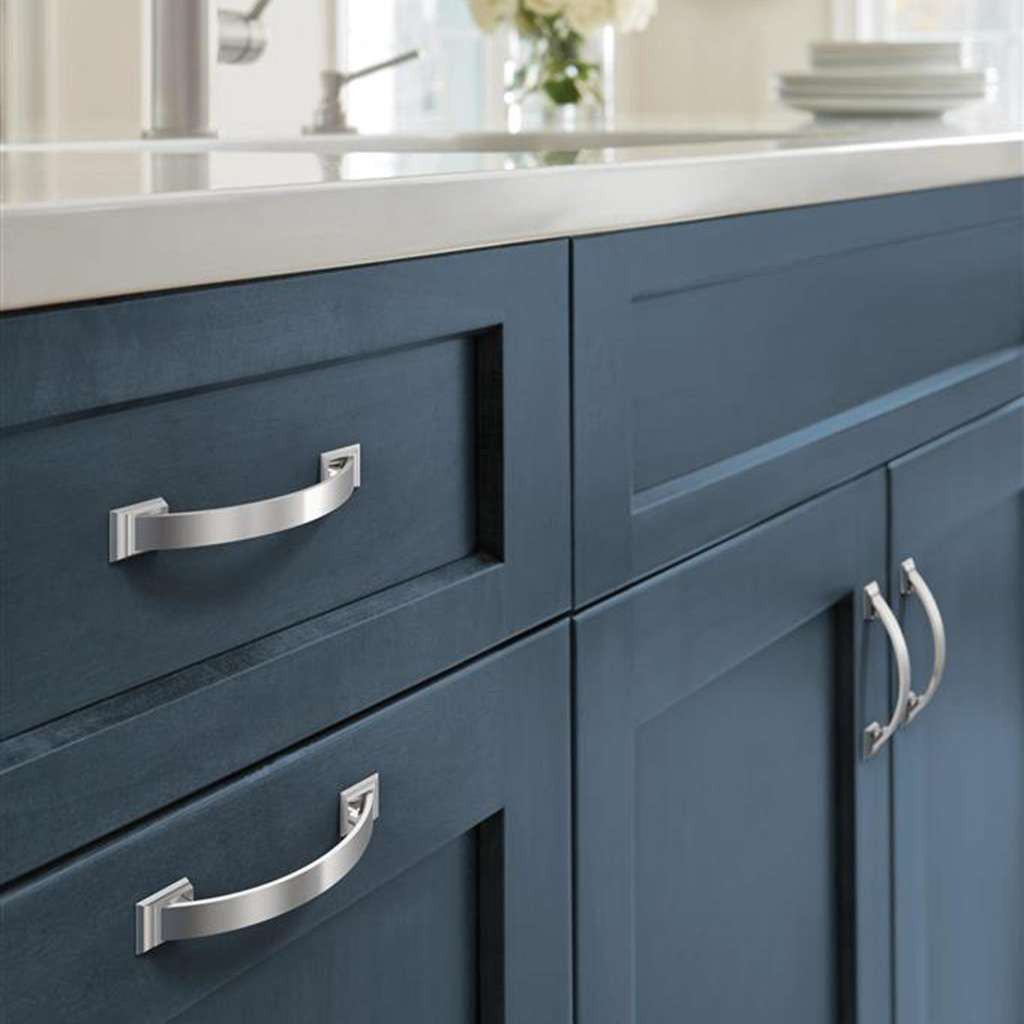 Amerock Candler Handle Cabinet Pull in Polished Chrome 96mm BP2935526 on Blue