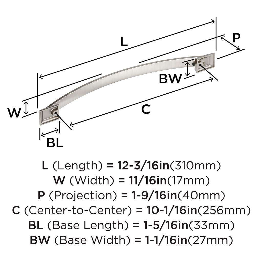 Amerock Candler Handle Cabinet Pull in Satin Nickel 256mm BP29352G10 Specs