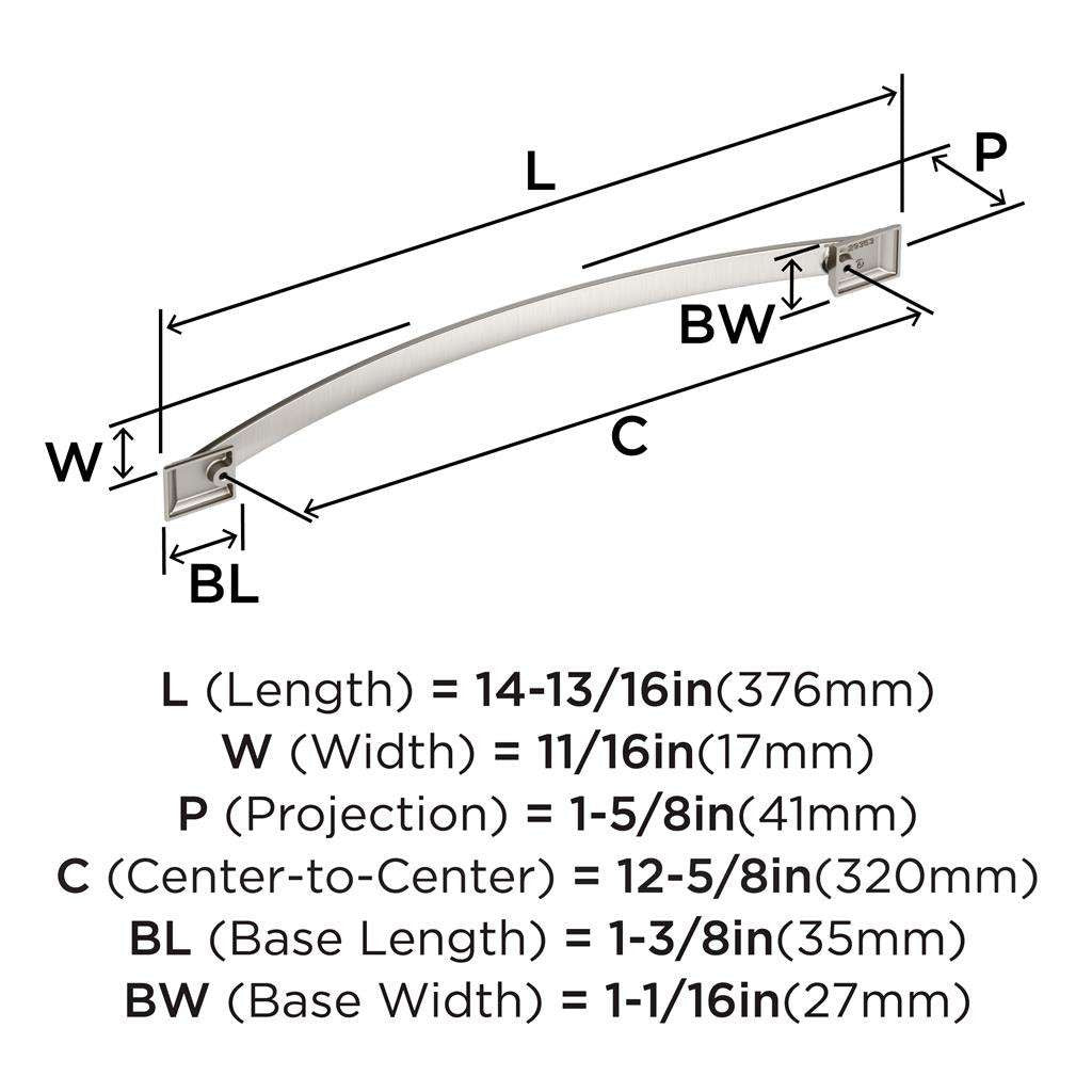 Amerock Candler Handle Cabinet Pull in Satin Nickel 320mm BP29353G10 Specs