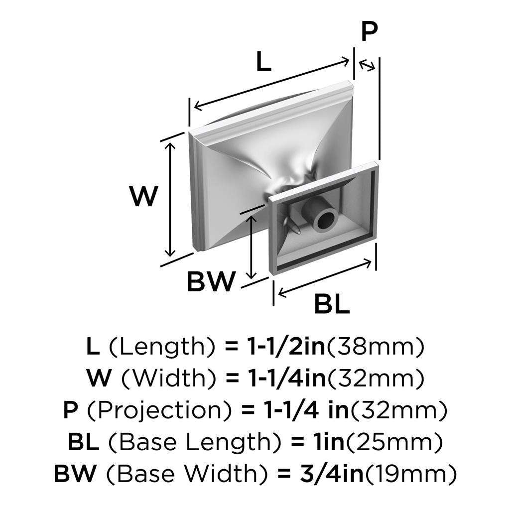 Amerock Candler Rectangle Cabinet Knob in Polished Chrome 1-1/2" BP2936826 Specs